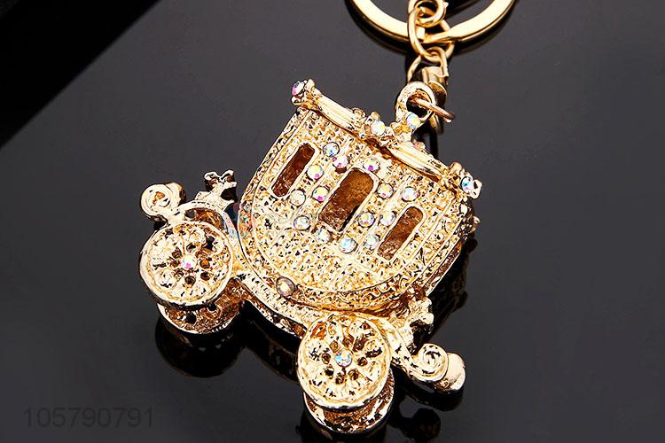 Factory Wholesale Diamond Pumkin Car Shape Keychain