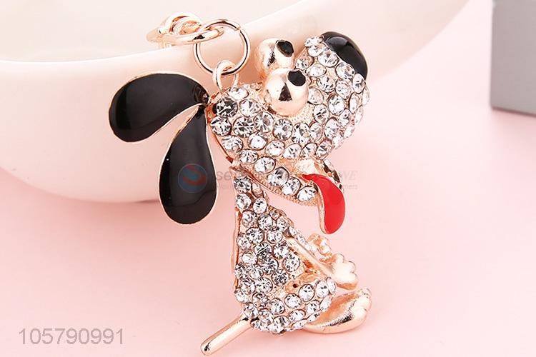 Factory Sales Dog Diamond Alloy Keychain Girls Fashion Bag Pendant