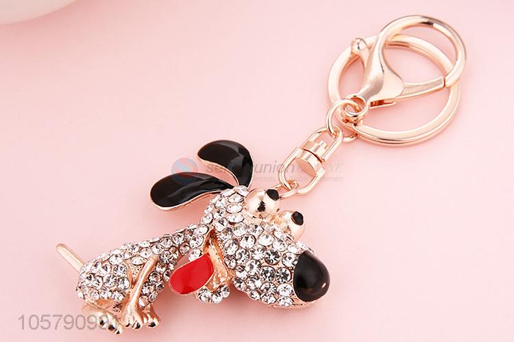 Factory Sales Dog Diamond Alloy Keychain Girls Fashion Bag Pendant