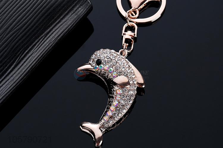 Wholesale Unique Design Creative Dolphin Crystal Keychain Bag Accessories Jewelry Pendant