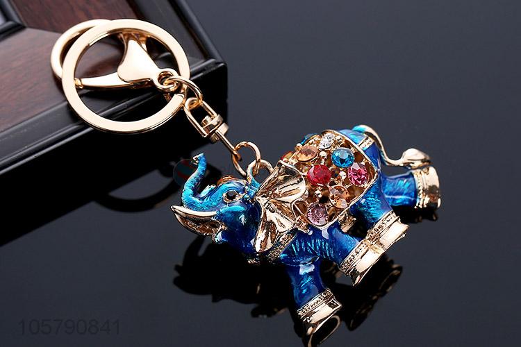 Fashion Style Diamond Elephant Shape Car Keychain Girl Bag Pendant