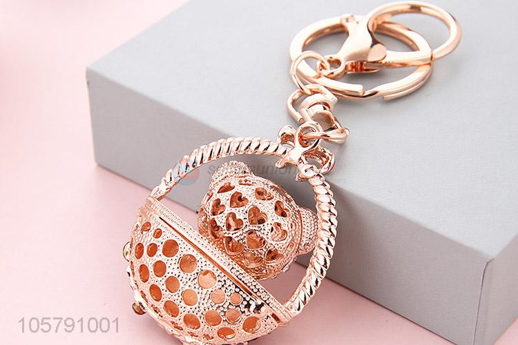 Direct Factory Creative Basket Bear Alloy Keychain