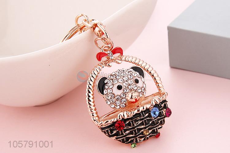 Direct Factory Creative Basket Bear Alloy Keychain