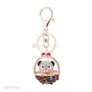 Direct Factory Creative Basket Bear Alloy Keychain