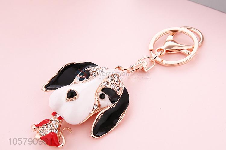 Superior Quality Cute Puppy Dog Rhinestone Keychain Fashion Bag Pendant