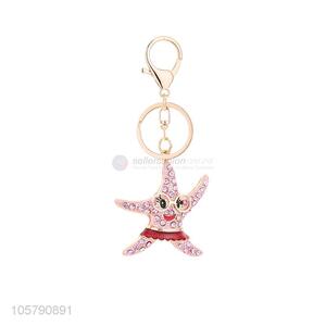 Recent Design Diamond Starfish Alloy Keychain Girls Fashion Bag Pendant