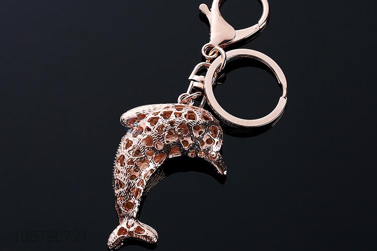 Wholesale Unique Design Creative Dolphin Crystal Keychain Bag Accessories Jewelry Pendant