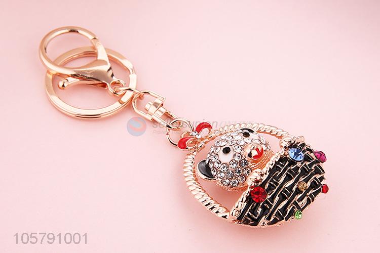 Direct Factory Creative Basket Bear Alloy Keychain