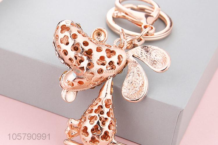 Factory Sales Dog Diamond Alloy Keychain Girls Fashion Bag Pendant