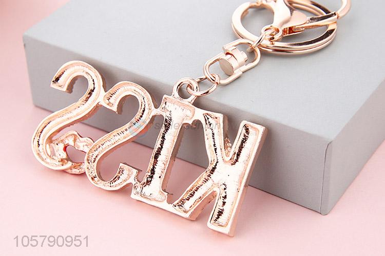 Excellent Quality Red Lip Diamond KISS Alloy Keychain for Women Handbag Decoration