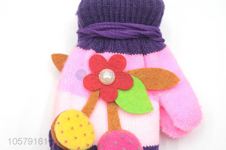 Custom Applique Embroidery Colorful Warm Gloves For Children