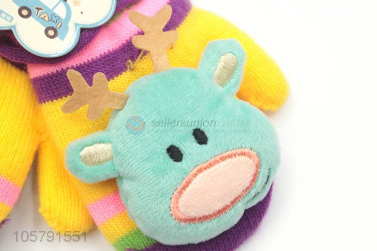 New Arrival Cartoon Warm Gloves With Rope For Children