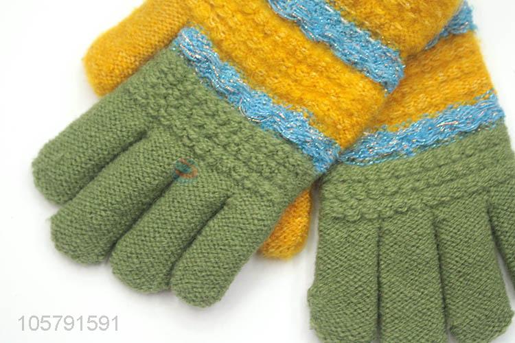 Good Quality Colorful Knitted Warm Gloves For Ladies