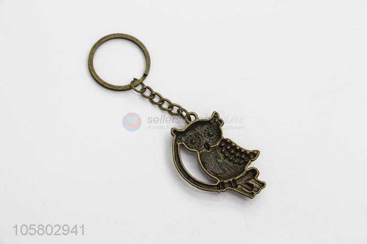 Unique Design Vintage Owl Keychain Zinc Alloy Metal Car Key Ring