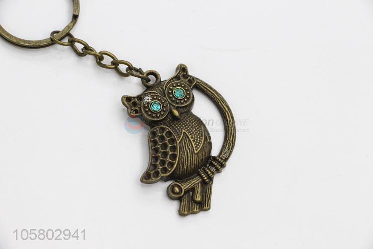 Unique Design Vintage Owl Keychain Zinc Alloy Metal Car Key Ring