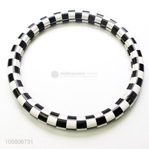 Best selling black white check pattern pu car steering wheel cover