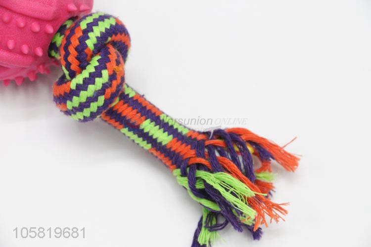 Hot Sale Rubber Ball Cotton Rope Pet Chew Toy