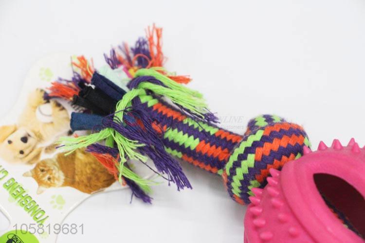 Hot Sale Rubber Ball Cotton Rope Pet Chew Toy