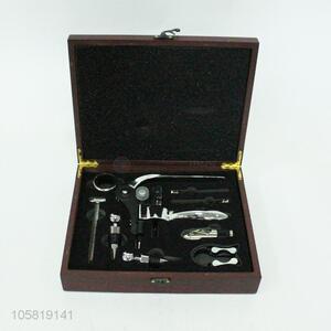 Best Popular 9pc Wooden Box Wine Opener Set for