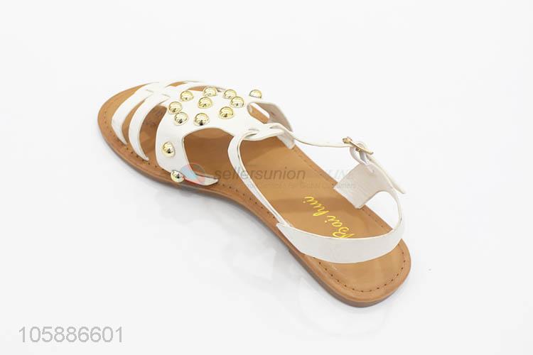 Best selling summer women trendy rivets flat sandals