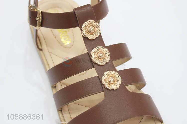 Custom vintage brown summer outdoor flat women sandals