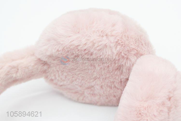 Chinese Factory Plush Warm Bow Pink Earmuffs for Girl