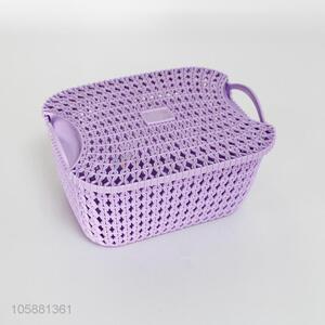 Superior quality hollow-out plastic storage basket with lid