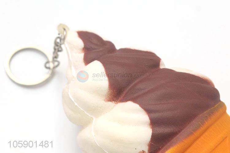 Factory customized pu material ice cream key chain key rings