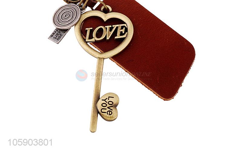 Cheap new personalized alloy pendant retro wing leather key chain