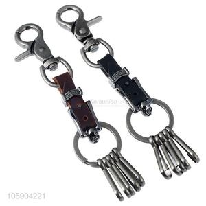 Popular design men leather key chain with multi hooks