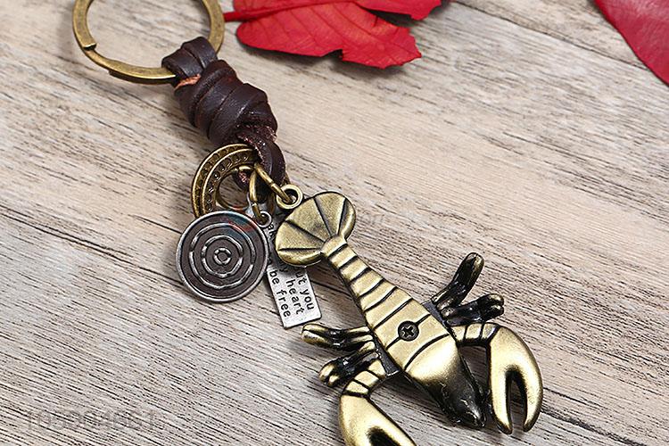 Competitive price weave leather key chain with retro scorpion charms