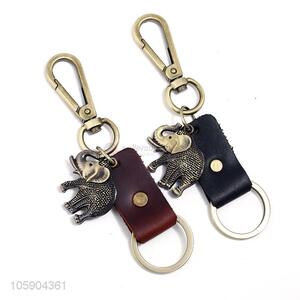 Wholesale new personalized alloy pendant retro elephant leather key chain