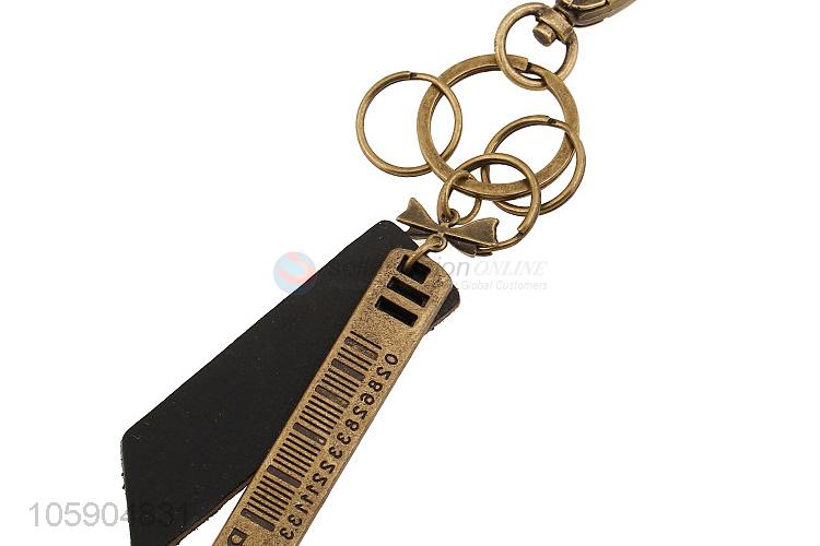 Recent design vintage alloy pendant key chain leather key ring