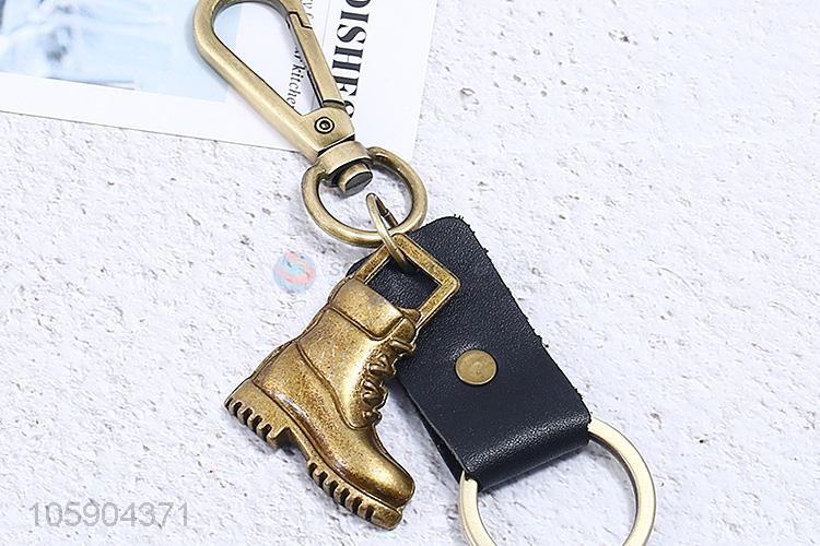 Top quality retro alloy boot pendant leather key chain