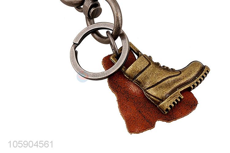 Factory sales personalized alloy pendant retro boot leather key chain