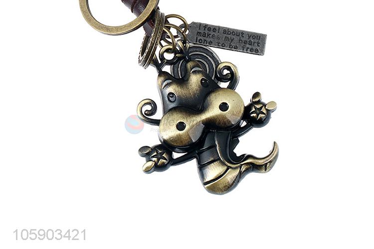 Good sale weave leather key chain with retro dragon charms