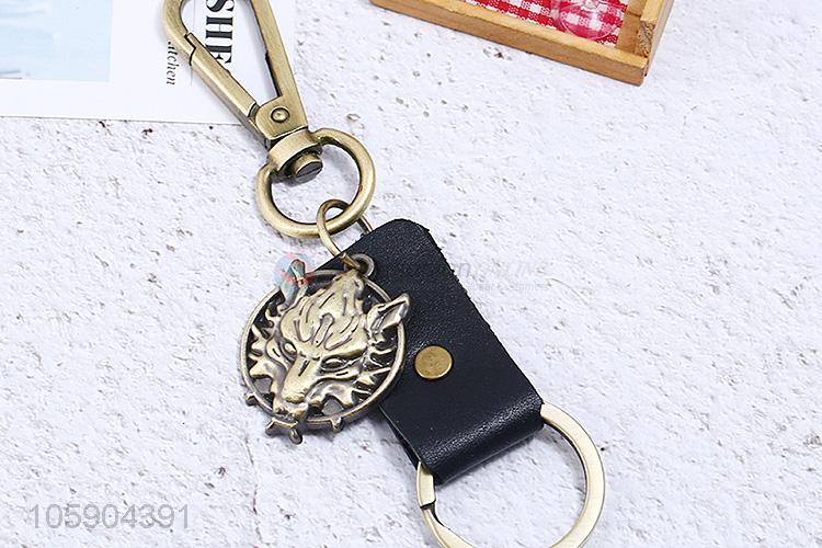 Superior quality dragon alloy pendant key chain leather key ring