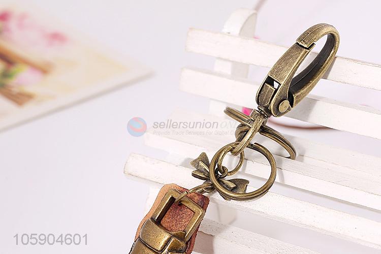 High quality personalized alloy pendant retro boot leather key chain