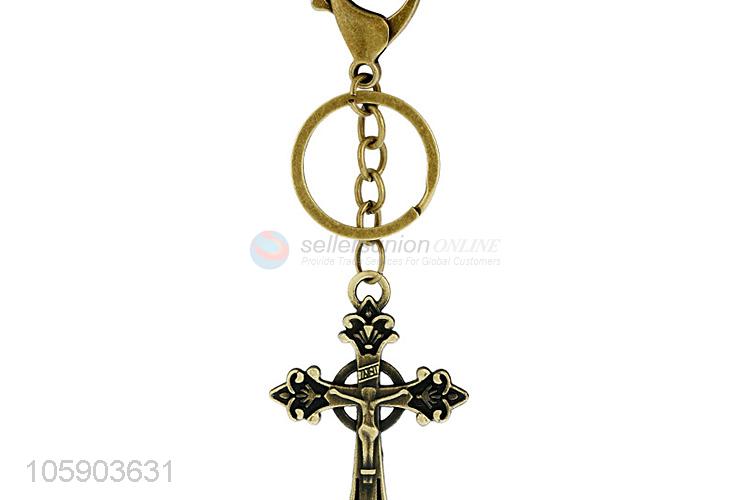 Wholesale custom cross alloy pendant key chain key ring