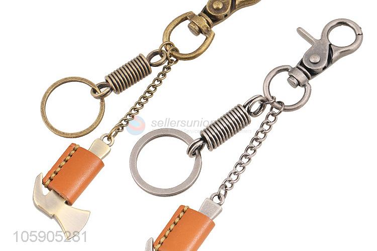 Factory price personalized alloy pendant retro ax leather key chain