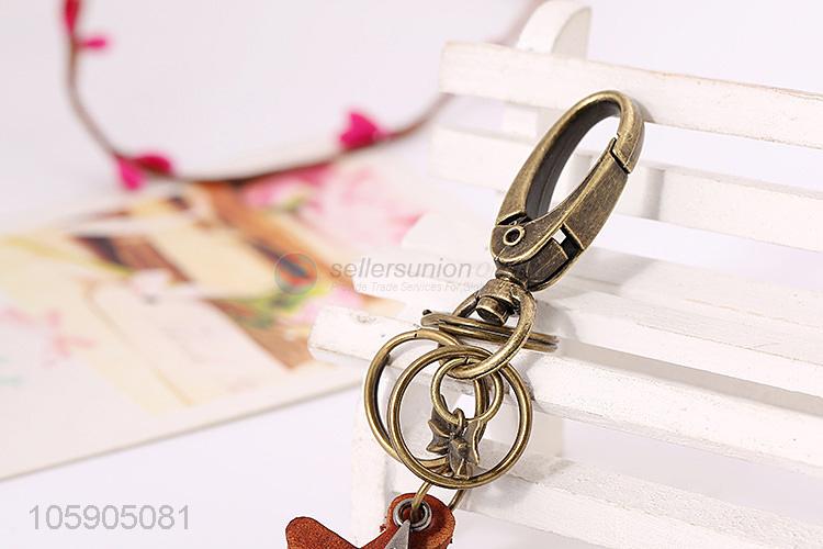 Low price personalized alloy pendant retro star leather key chain