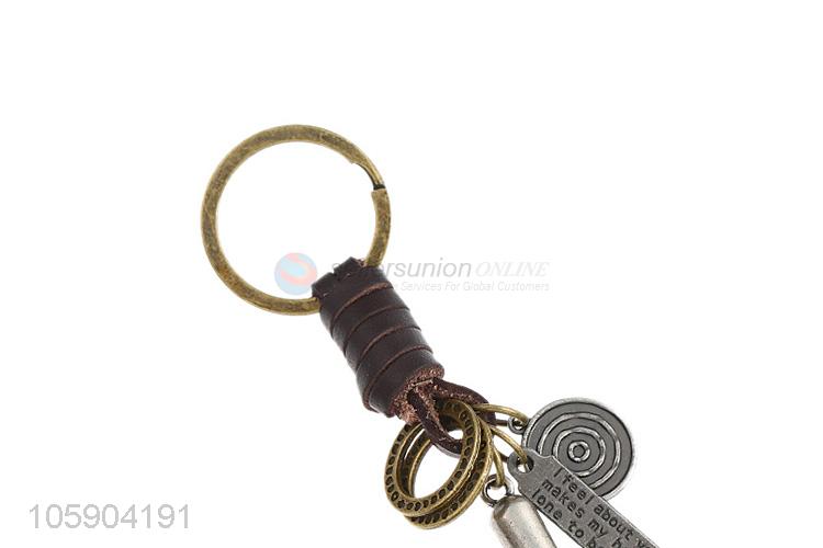 Cheap wholesale shovel alloy pendant key chain leather key ring