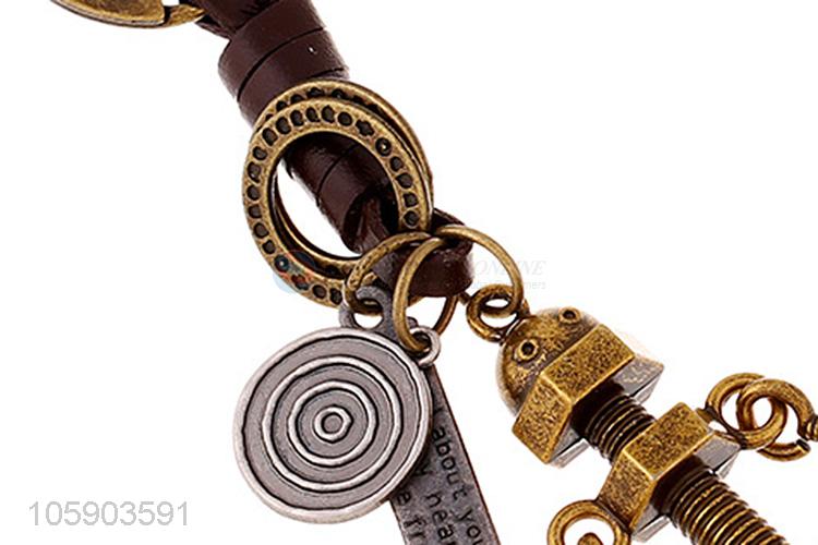 Best selling robot alloy pendant key chain leather key ring