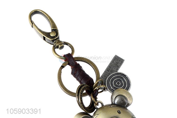 Superior quality mouse alloy pendant key chain leather key ring