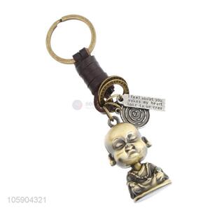 China factory personalized alloy pendant retro monk leather key chain