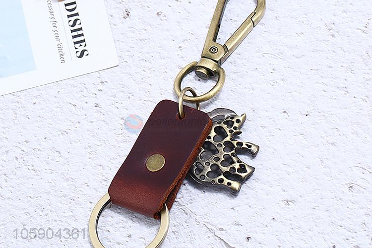 Wholesale new personalized alloy pendant retro elephant leather key chain