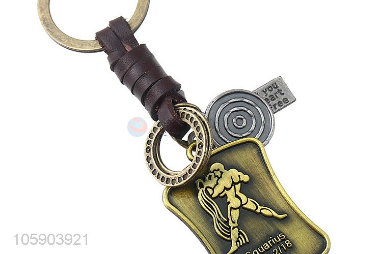 Good sale personalized alloy pendant retro shield leather key chain