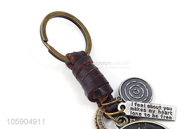 Top sale virgo alloy pendant key chain leather key ring