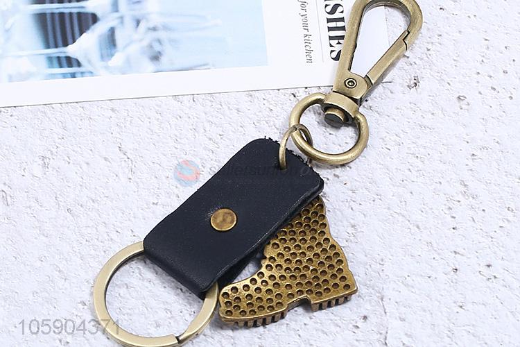 Top quality retro alloy boot pendant leather key chain