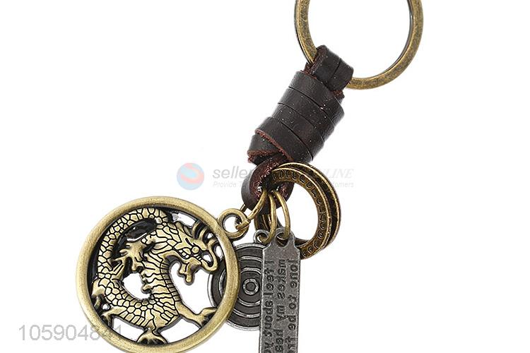 New arrival personalized alloy pendant retro dragon leather key chain